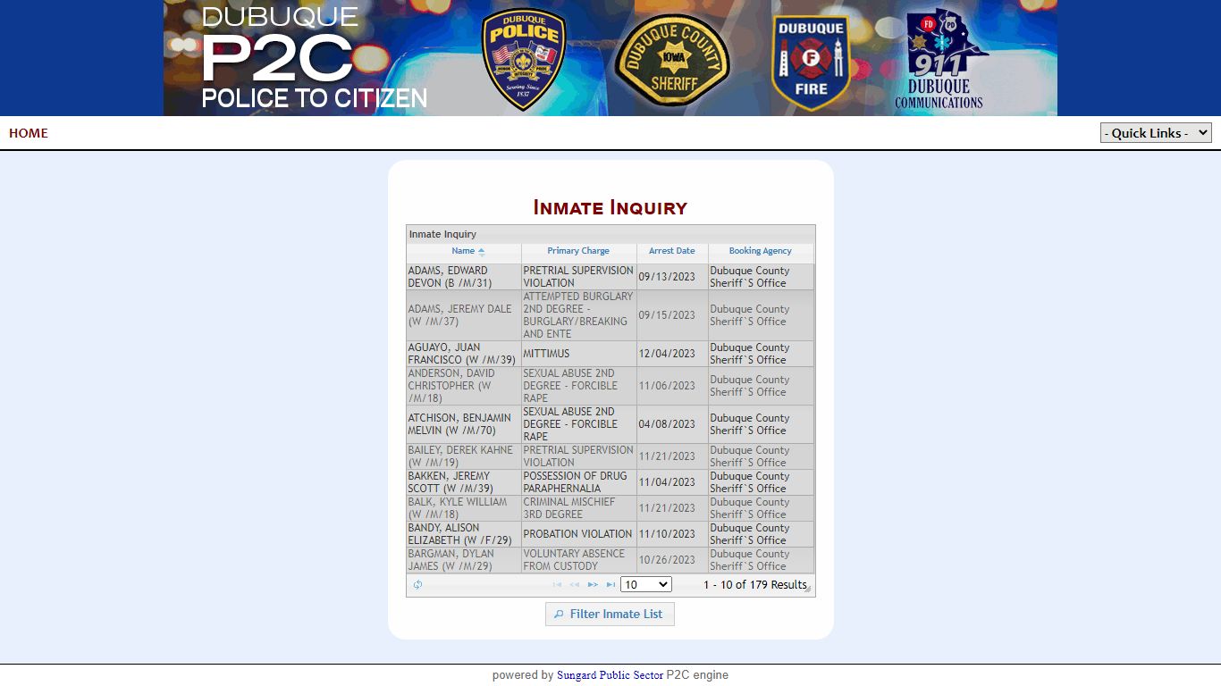 Dubuque Law Enforcement Center P2C - provided by OSSI